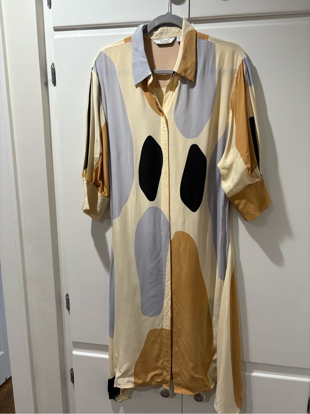 & Other Stories Beige and Cream Patterned Shirt Dress 6 two small stains see pic - Picture 8 of 15